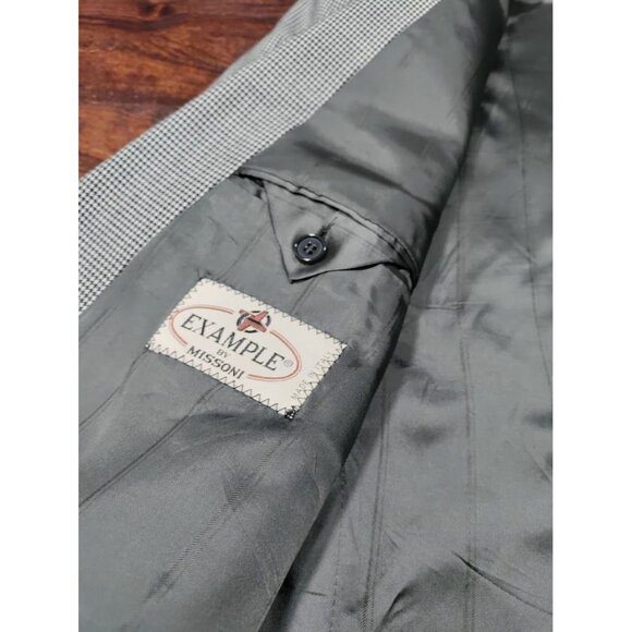 VTG Missoni Wool Long Sleeve Houndstooth Double Breasted Blazer White/Black 38 M - Picture 15 of 16